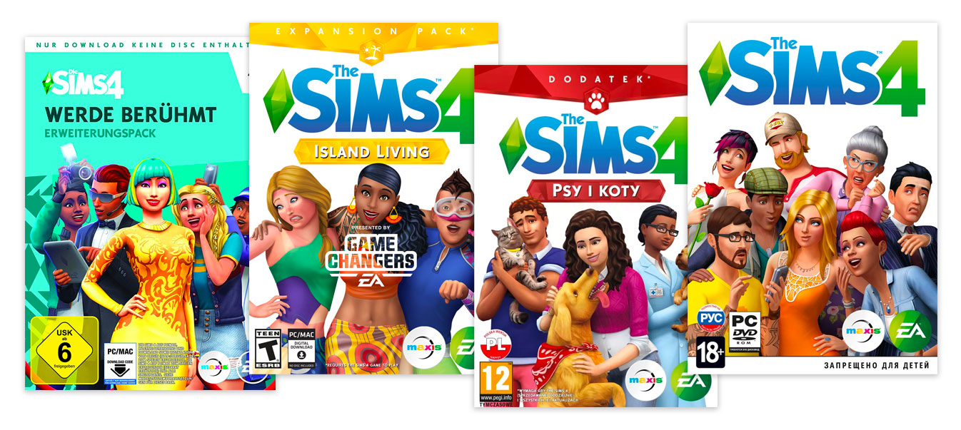  رتبه بندی سنی مختلف بازی ویدیویی The Sims 4: از 6+ در USK آلمانی به T و 12+ در ESRB و PEGI و به ترتیب 18+ در RARS روسی 